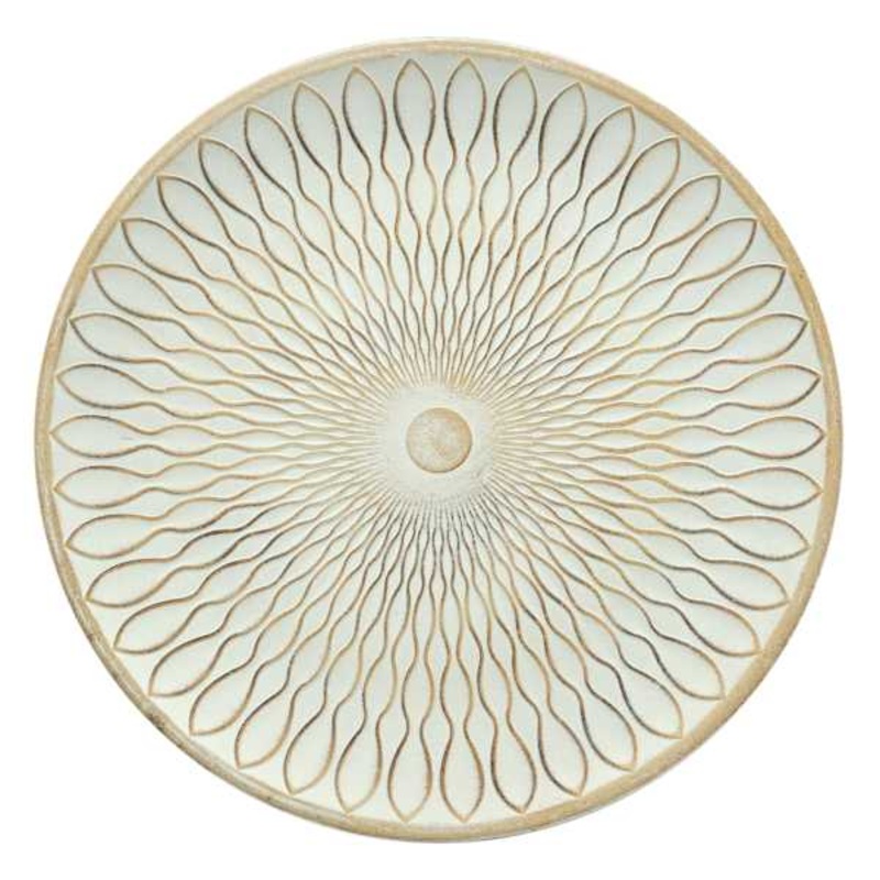 White & Gold Decorative Round Tray, 16″