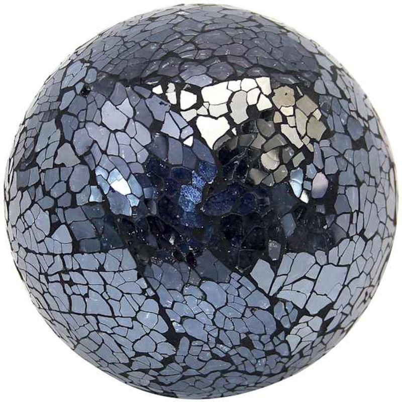 Black Crackled Glass Sphere, 4″