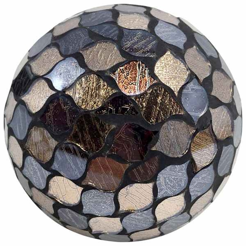 Black Mosaic Glass Ball, 4″