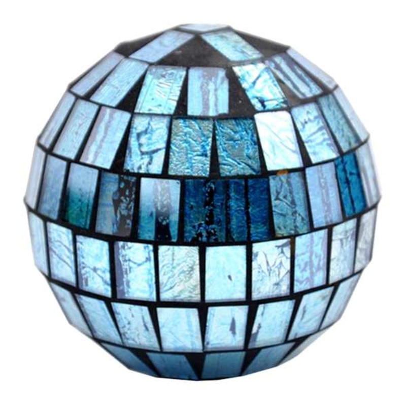 Blue Mosaic Glass Sphere, 3.5″