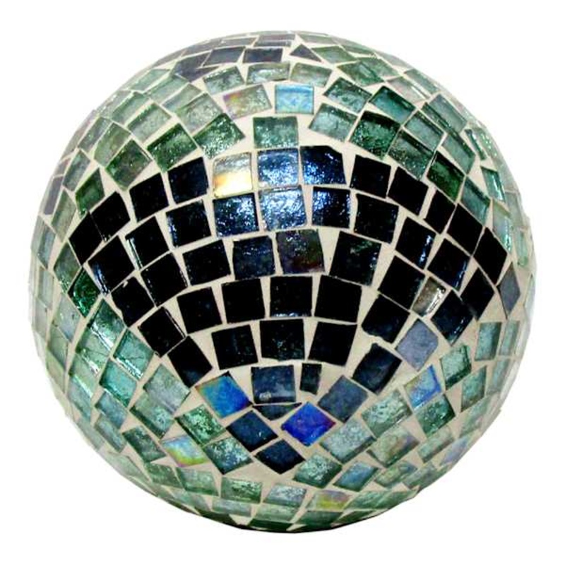 Blue Mosaic Patterned Decorative Orb, 4″