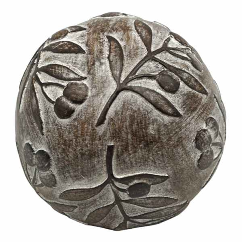 Carved Brown Decorative Ball, 4″
