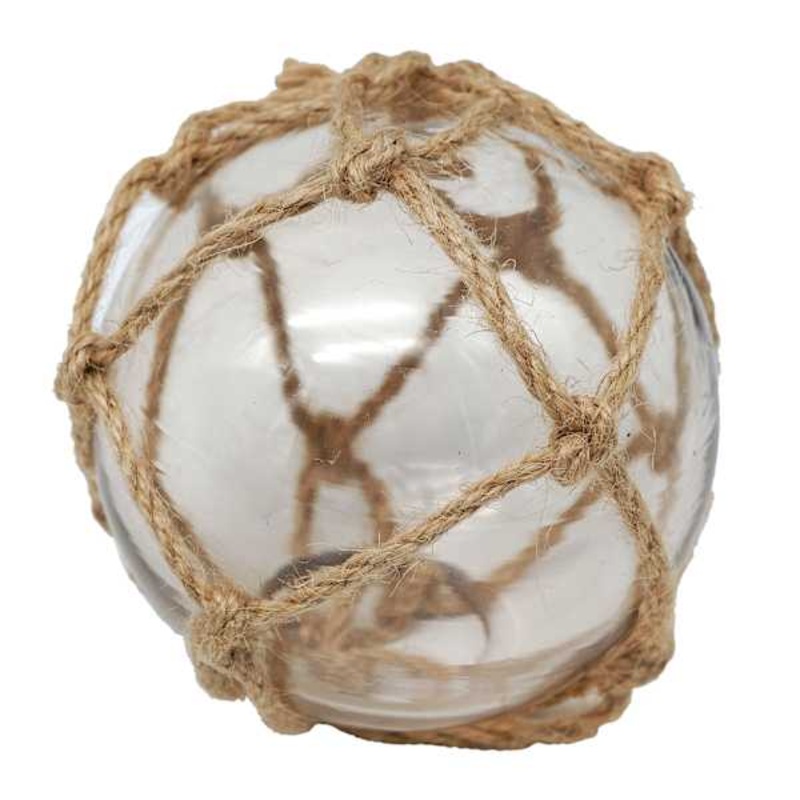 Clear Glass Ball with Rope Decor, 4″