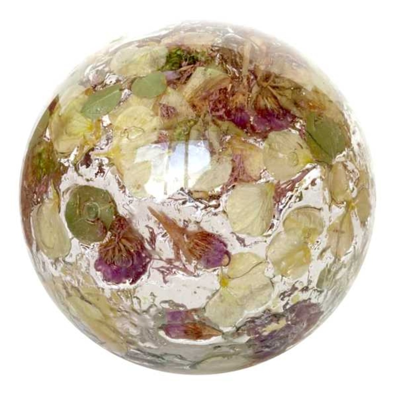 Honeybloom Pressed Flowers Glass Orb, 4″