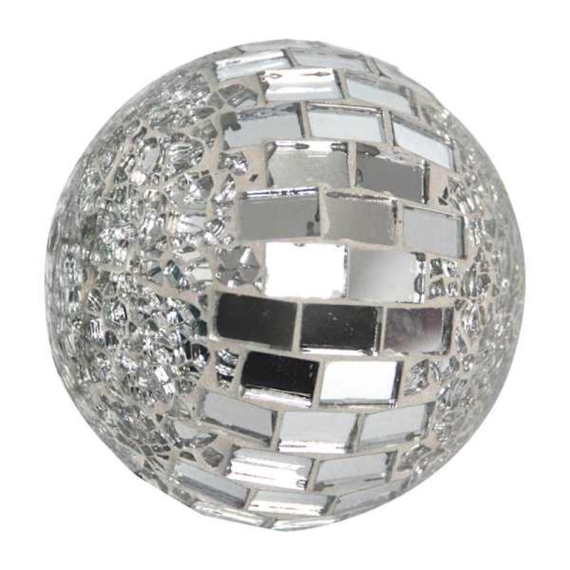 Tile & Crackled Mosaic Glass Sphere, 3″