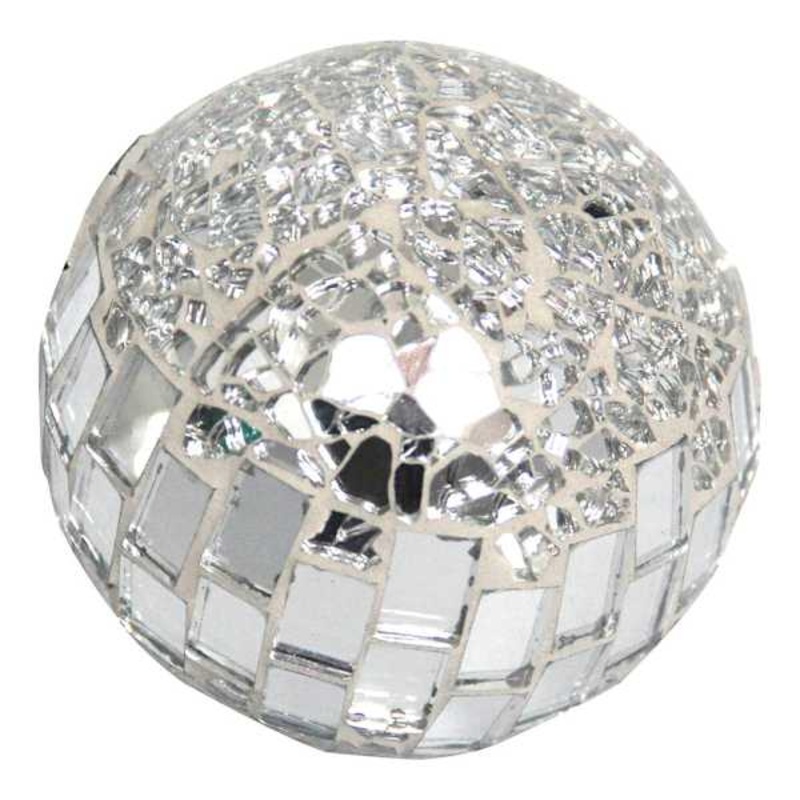 Tile & Crackled Mosaic Glass Sphere, 4″