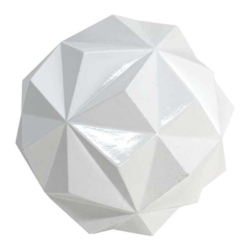 Tracey Boyd White Geometric Sphere, 4″