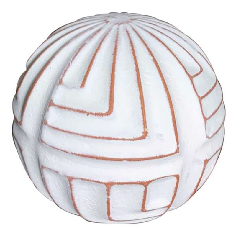 Tracey Boyd White Tribal Ceramic Orb, 3″