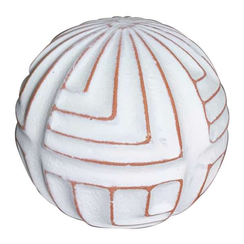 Tracey Boyd White Tribal Ceramic Orb, 4″