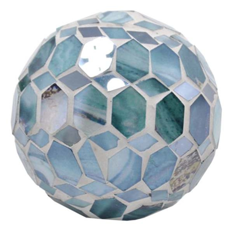 Turquoise Mosaic Glass Ball, 4″