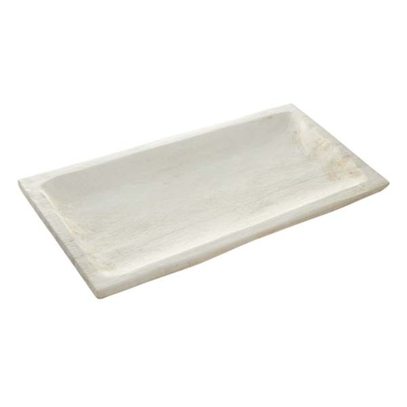 White Brushed Wooden Decorative Tray, 20×10