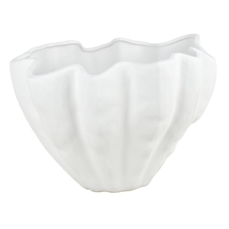 White Ceramic Coral Bowl, 10×7