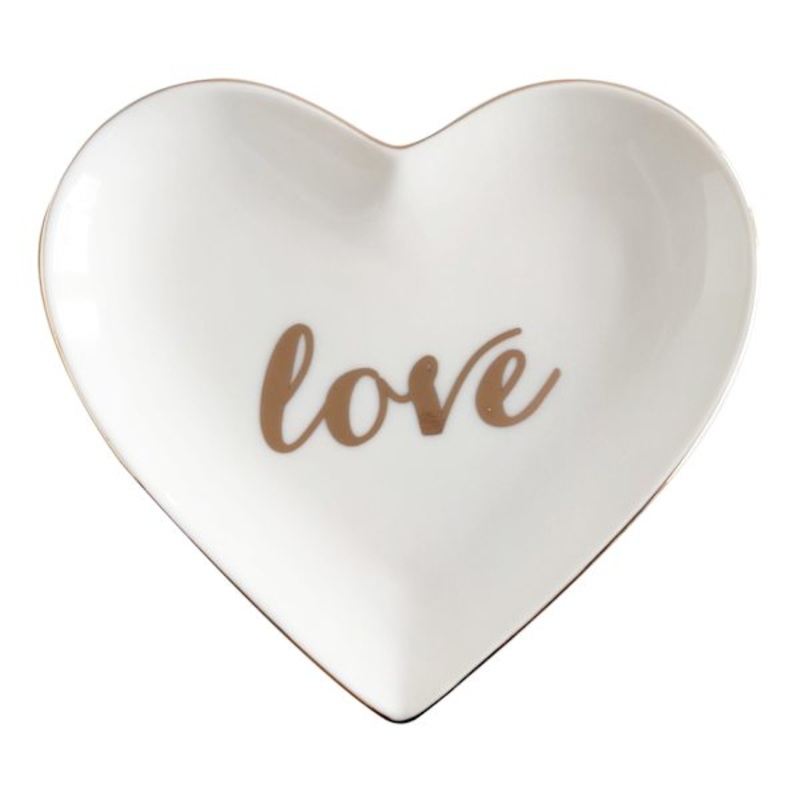 White Ceramic Love Tray, 5×4.4
