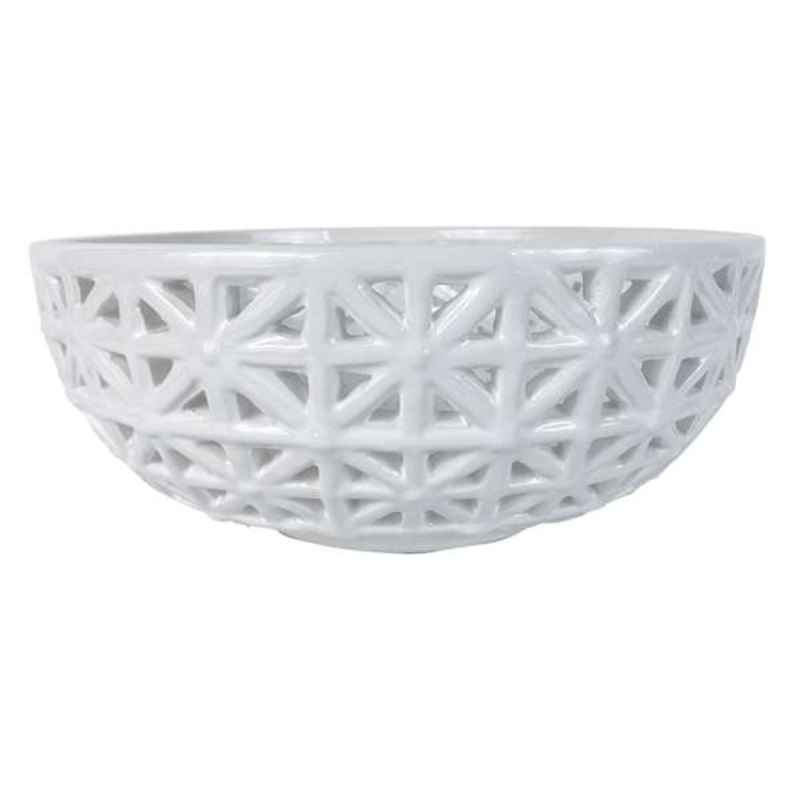 White Cutout Ceramic Bowl, 12×5