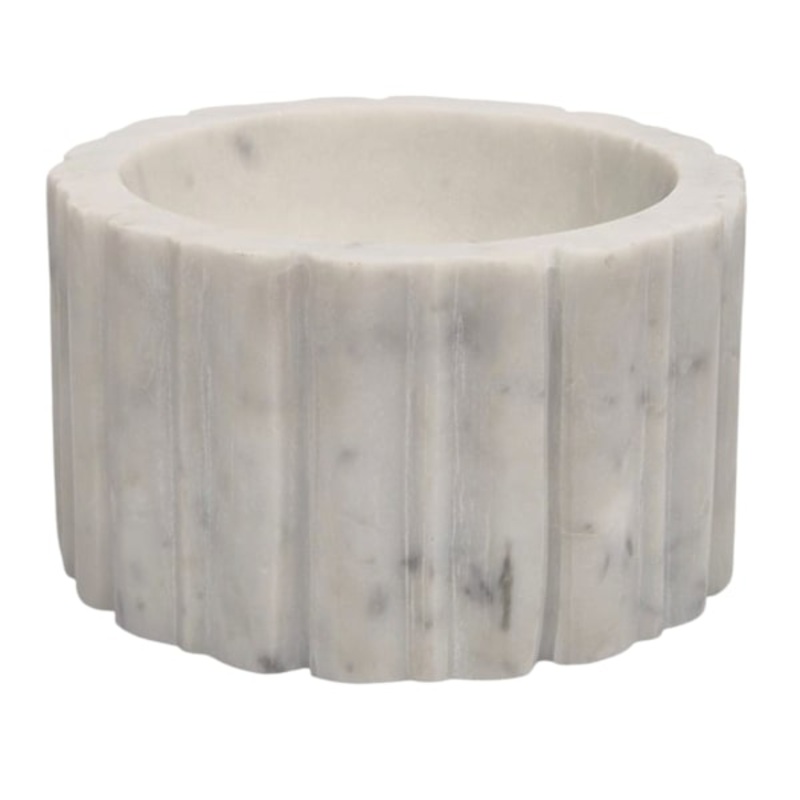 White Marble Bowl with Ribbed Edges, 6″