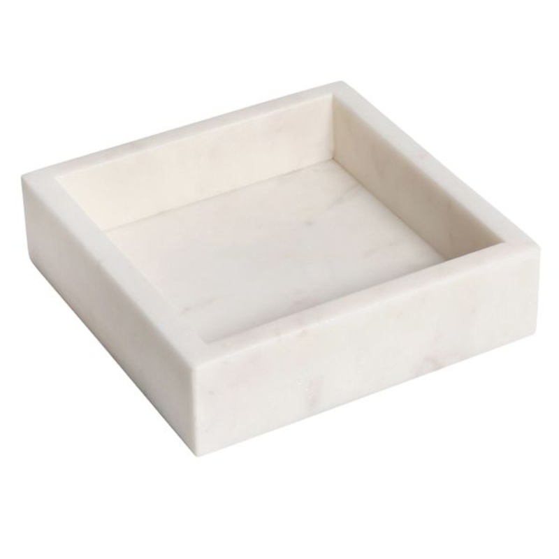 White Marble Square Trinket Tray, 5.3″