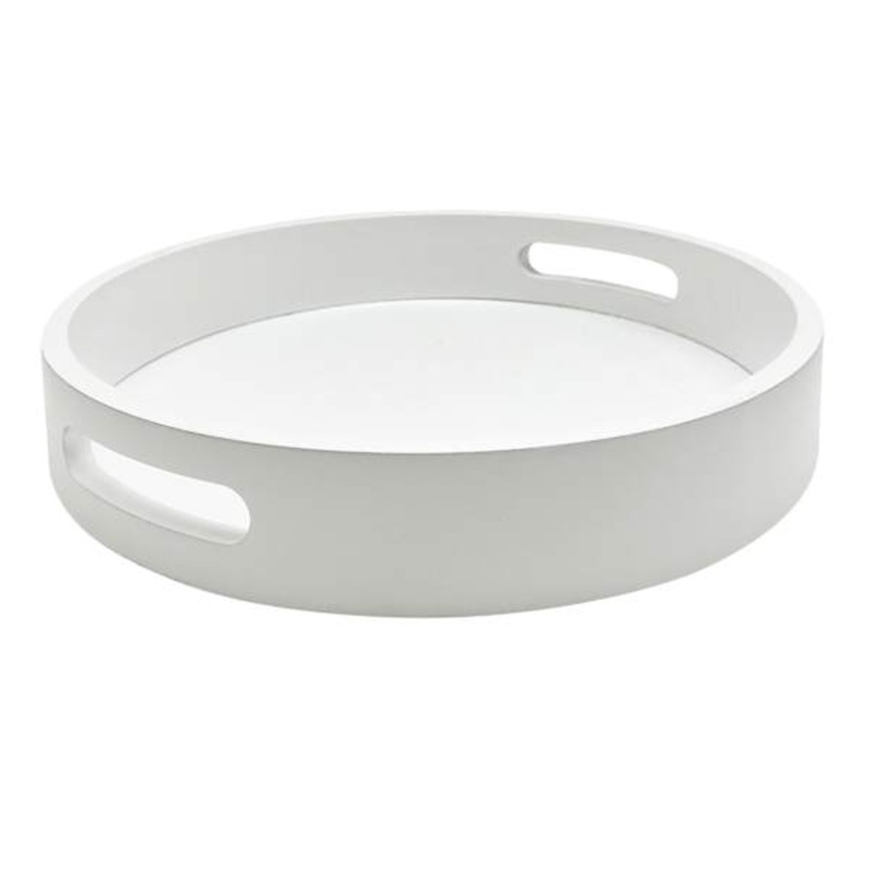 White Round Tray, Medium