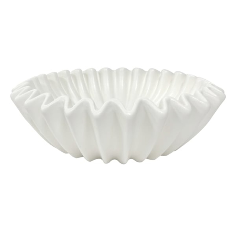 White Scalloped Ceramic Bowl, 11.6×3.5