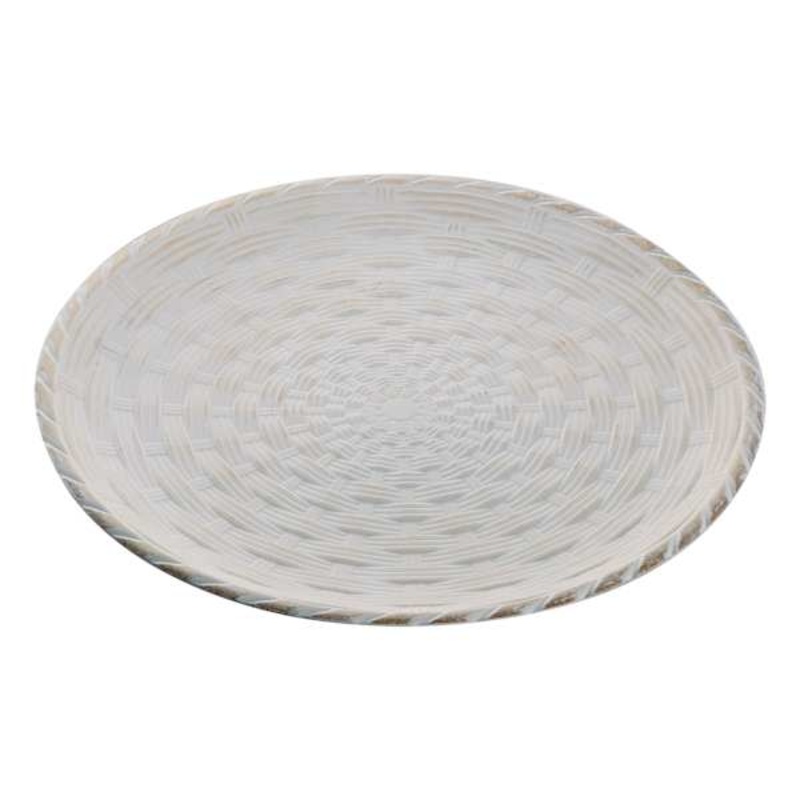 White Woven Decorative Platter, 16″