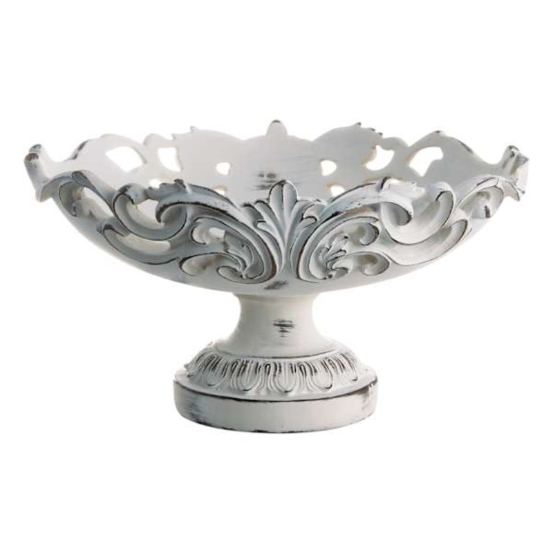 Whitewashed Carved Bowl, 7″