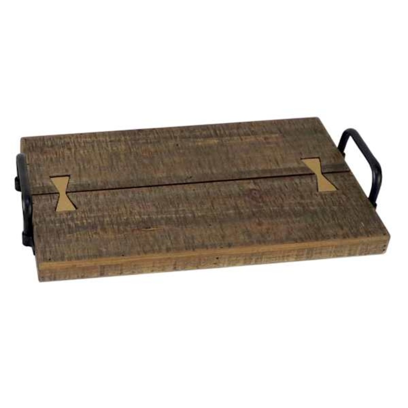 Wood Tray with Metal Handles, 17×10