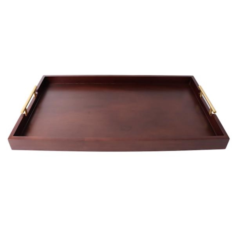 Wooden Decorative Tray with Metal Handle, 24×14