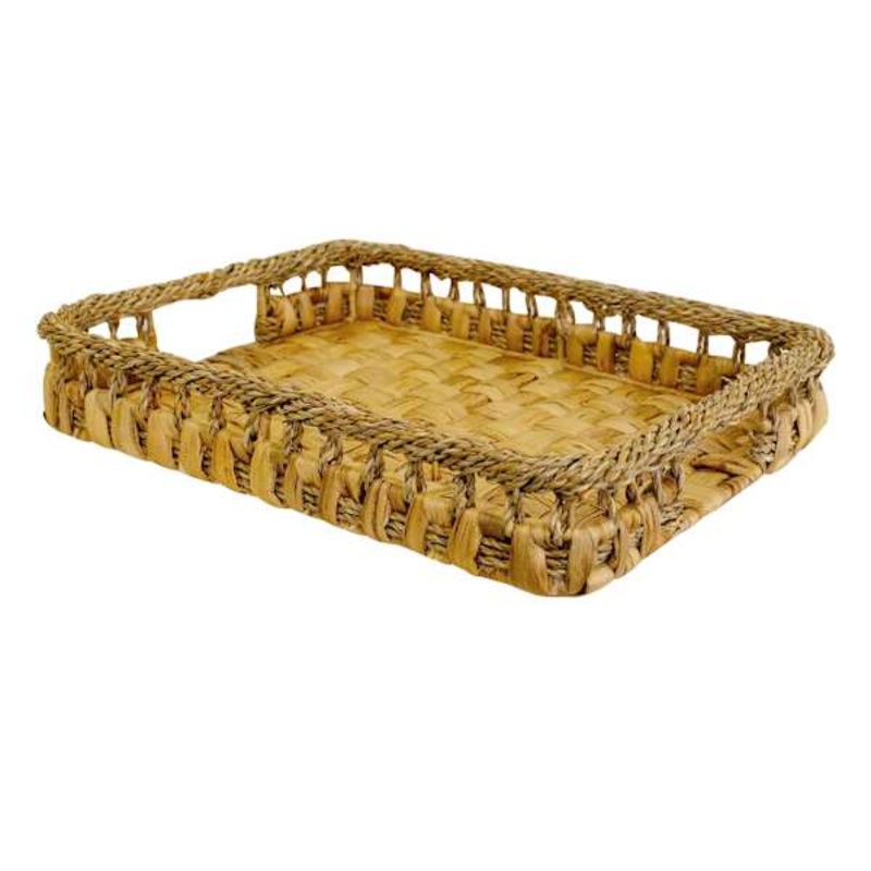 Woven Water Hyacinth & Seagrass Rectangle Tray, 16×12