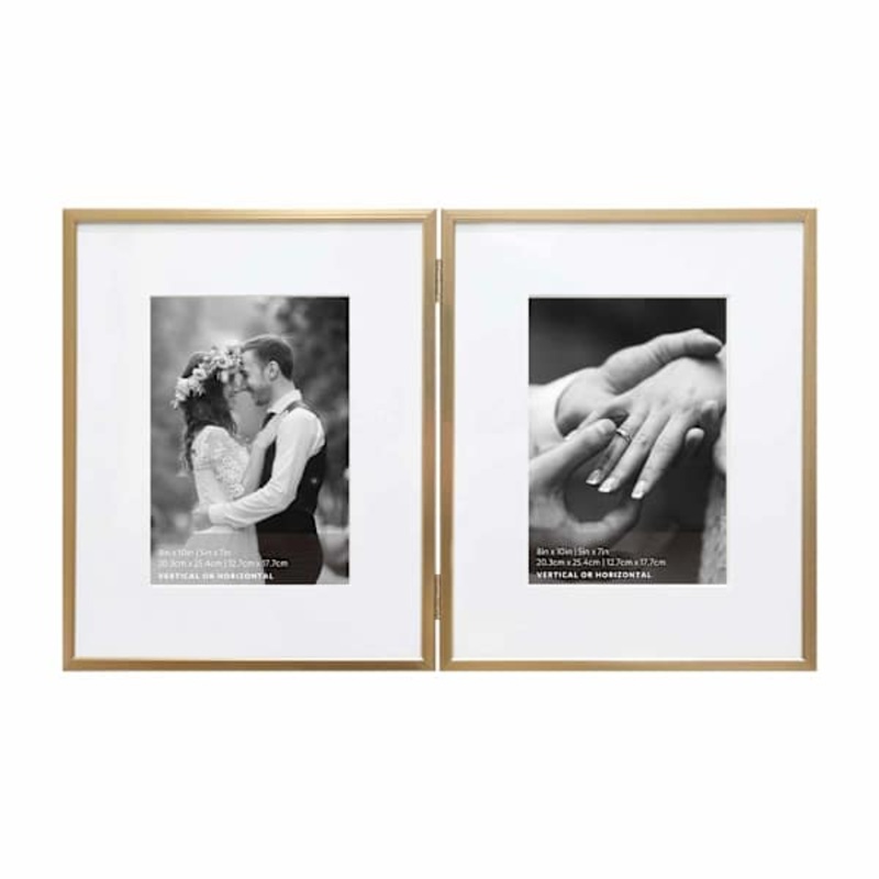 2-Openings Champagne Aluminum Photo Frame, 8×10