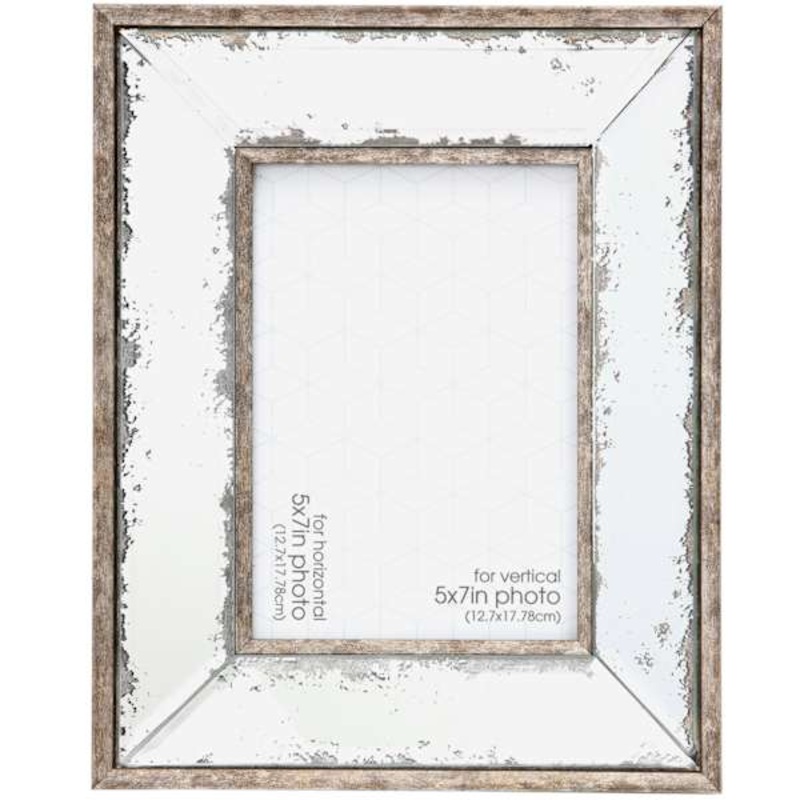 Antiqued Mirror Tabletop Picture Frame, 5×7