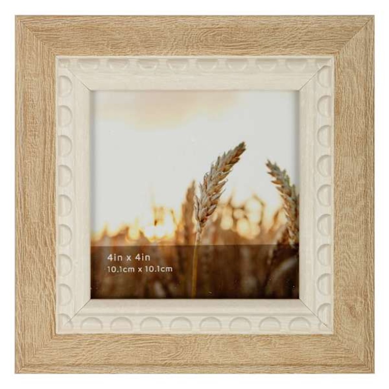 Beaded Natural Whitewash Tabletop Picture Frame, 4″