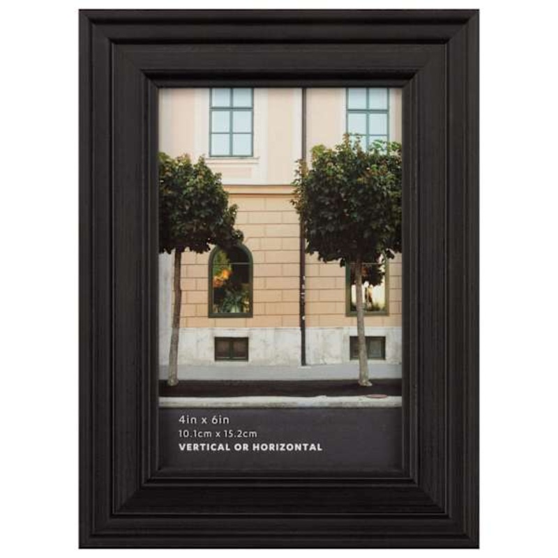 Black Ridged Profile Tabletop Picture Frame, 4×6