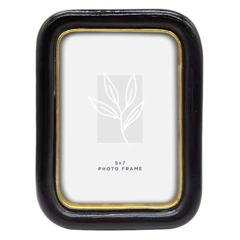 Black with Gold Detail Edge Tabletop Picture Frame, 5×7