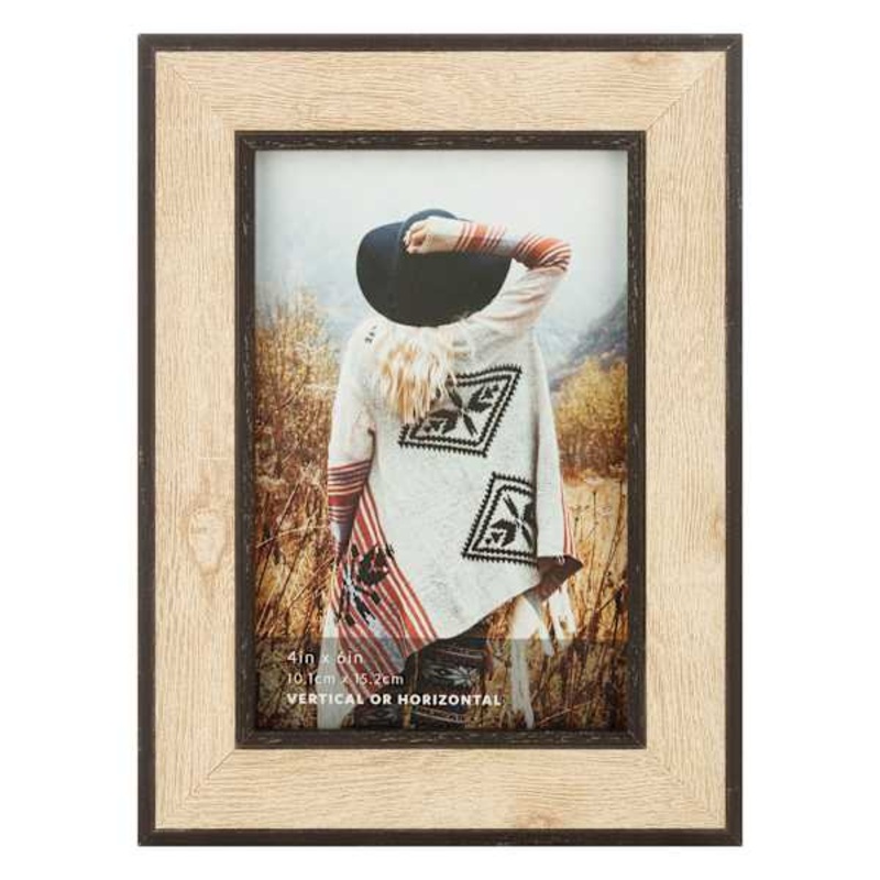 Black & Wood Tabletop Picture Frame, 4×6