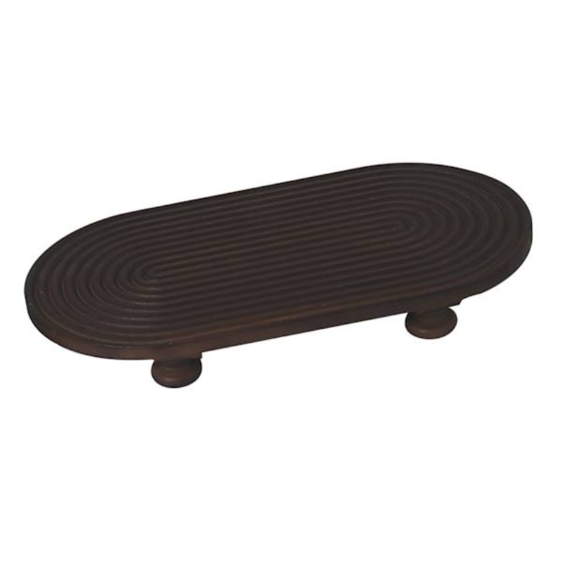 Brown Ribbed Wood Riser, 12×6