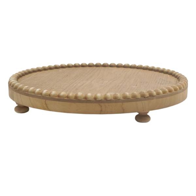 Decorative Footed Round Wood Riser, 12″