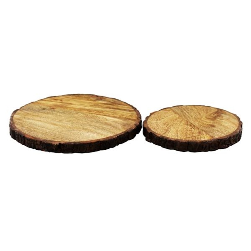 Set of 2 Mango Wood Bark Edge Risers