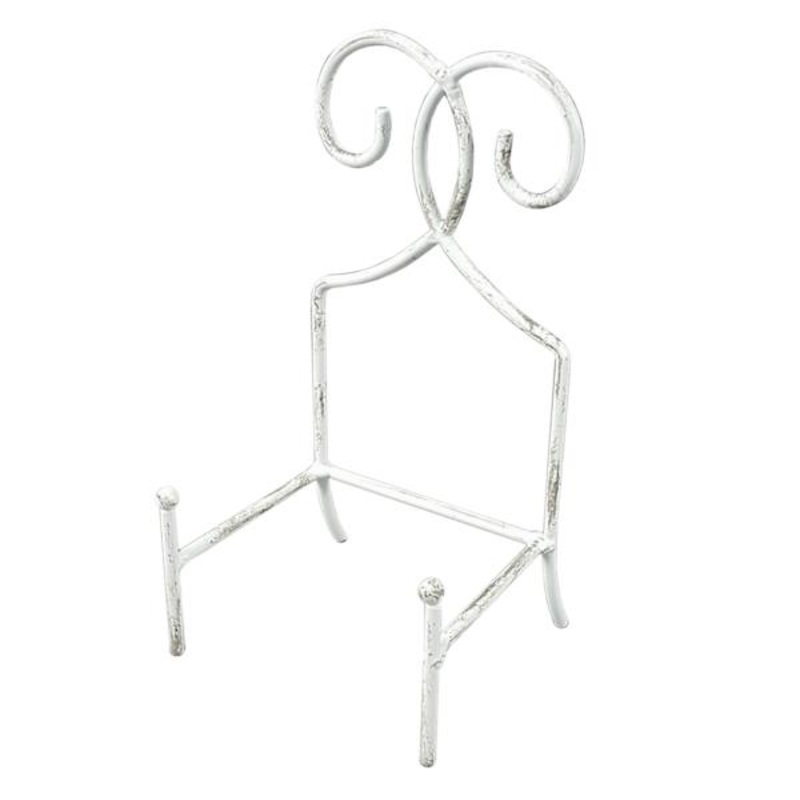 White Antique Square Metal Easel, 9″