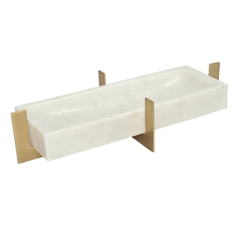 White & Gold Marble Rectangle Riser