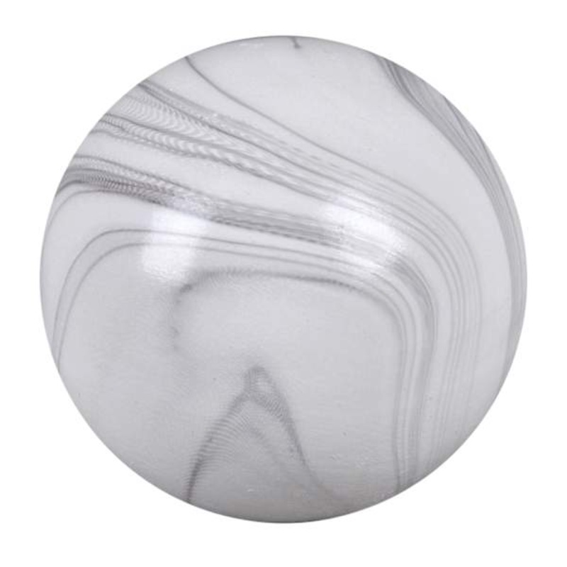 White Marbled Ceramic Sphere, 4″