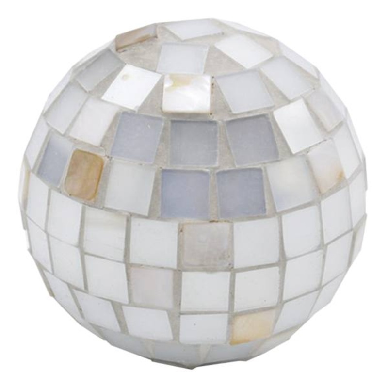 White Mosaic Glass Ball, 4″