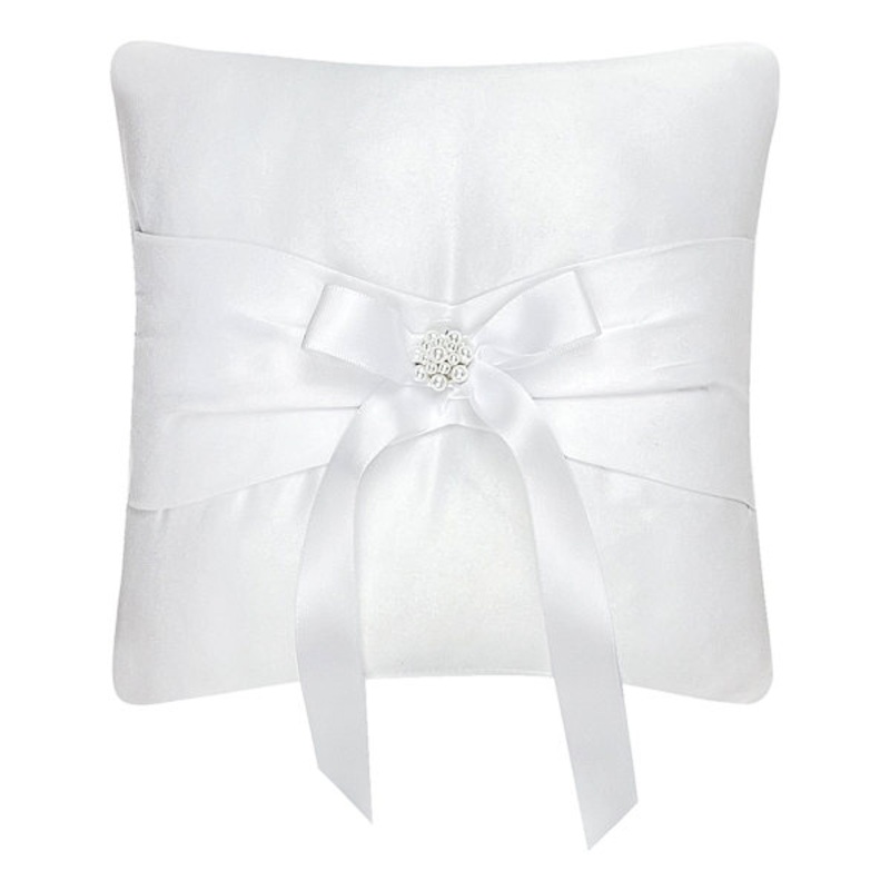 White Satin Ring Pillow, 8″