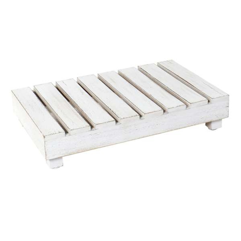 White Wood Slat Riser, 15.8″