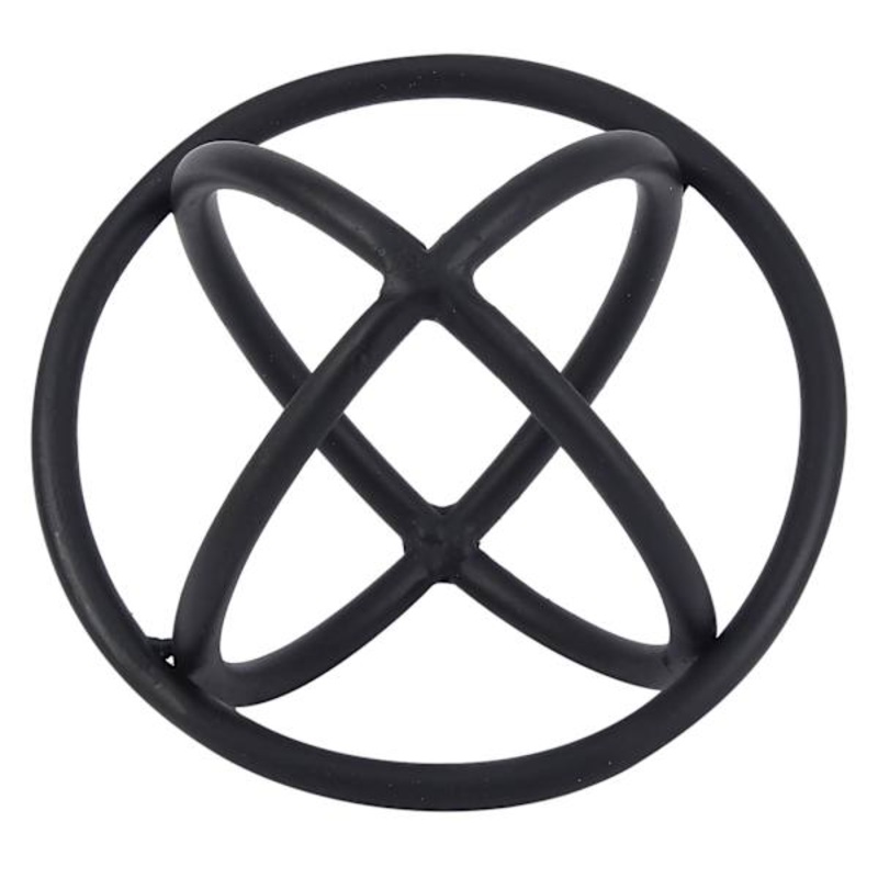 3 Ring Black Metal Sphere, 5.5″