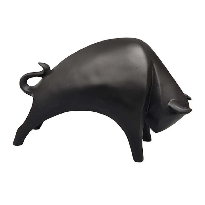 Black Abstract Charging Bull, 8″