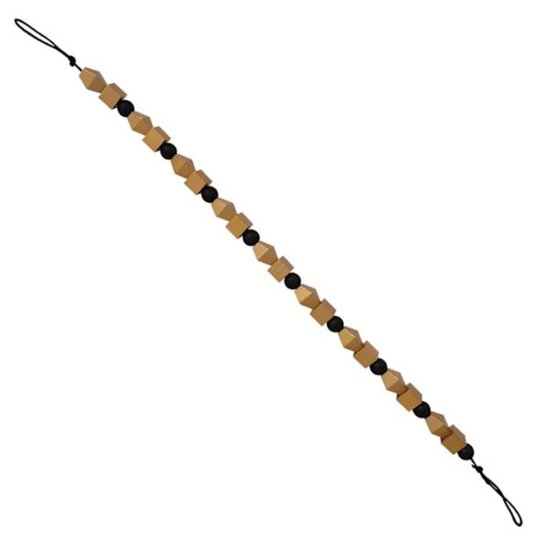 Black & Natural Wooden Bead Garland, 32″