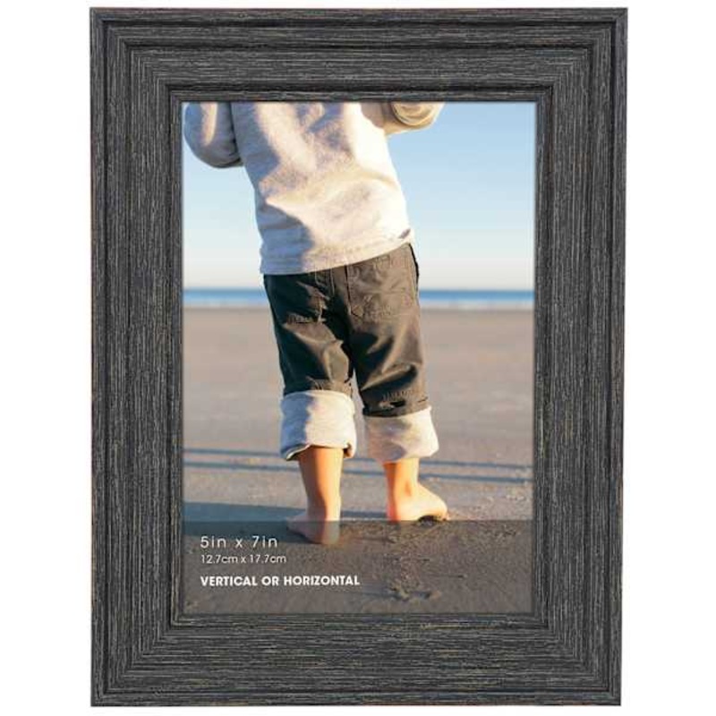 Distressed Black Ridged Profile Tabletop Picture Frame, 5×7