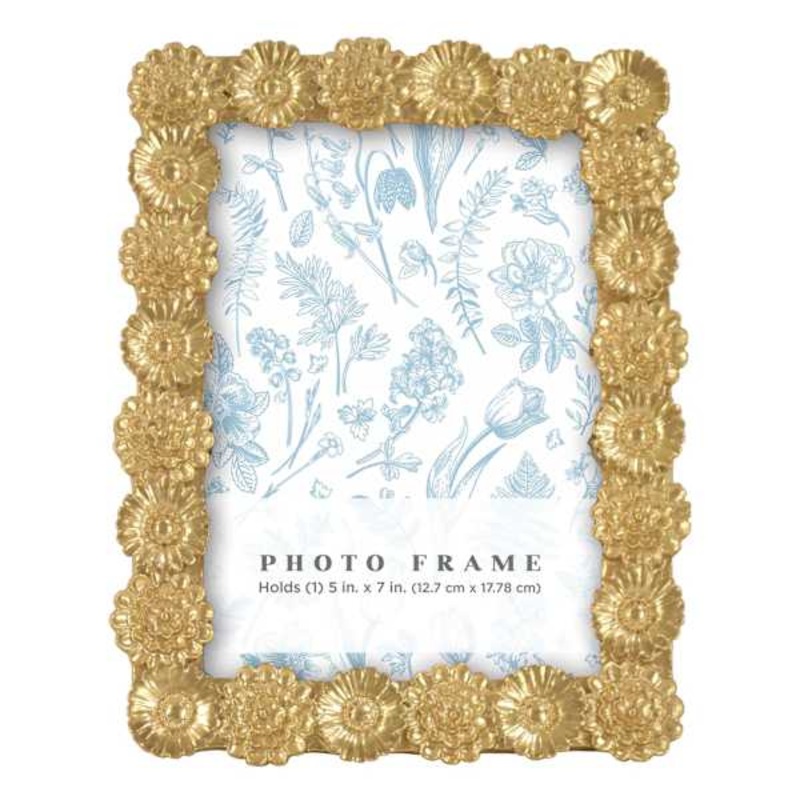 Gold Flower Resin Tabletop Frame, 5×7