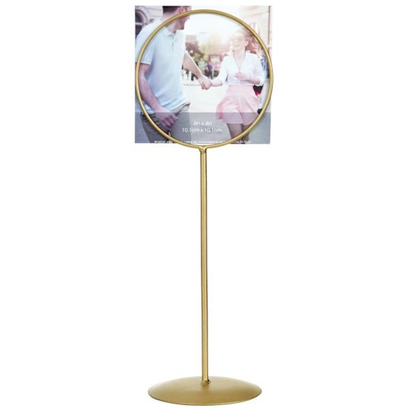 Gold Metal Circle Photo Holder, 4×11