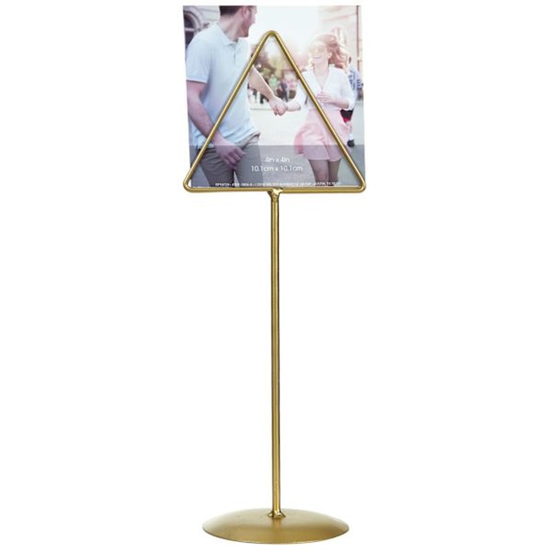 Gold Metal Triangle Photo Holder, 4×11