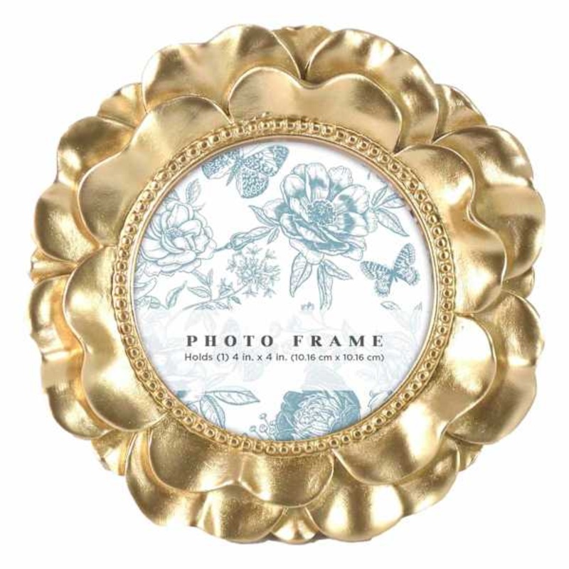 Gold Round Tabletop Picture Frame, 4″